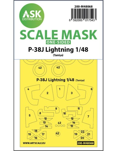 P-38J Lightning one-sided mask for Tamiya 