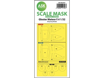 Gloster Meteor F.4  double-sided mask for HK Models 