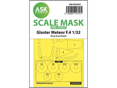 Gloster Meteor F.4  one-sided mask for HK Models 