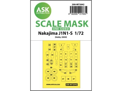 Nakajima J1N1-S one-sided painting mask for Hobby2000 / Fujimi 