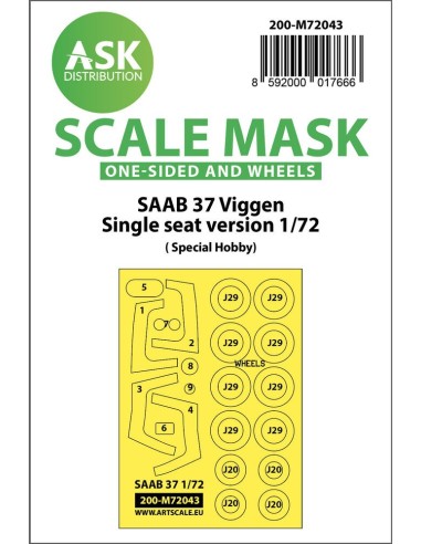 SAAB 37 Viggen single seater one-sided painting mask for Special Hobby 
