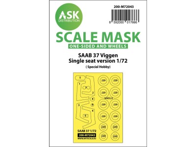 SAAB 37 Viggen single seater one-sided painting mask for Special Hobby 
