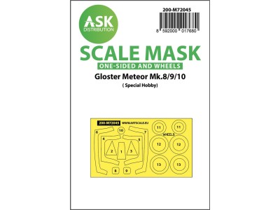 Gloster Meteor Mk.8/9/10 one-sided painting mask  for Special Hobby 