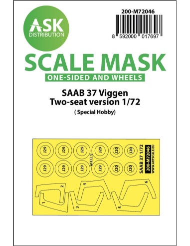SAAB 37 Viggen double seater one-sided painting mask for Special Hobby 