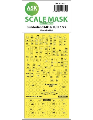 Sunderland Mk.I, Mk.II, Mk.III one-sided painting mask for Special Hobby 