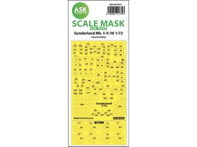 Sunderland Mk.I, Mk.II, Mk.III one-sided painting mask for Special Hobby 