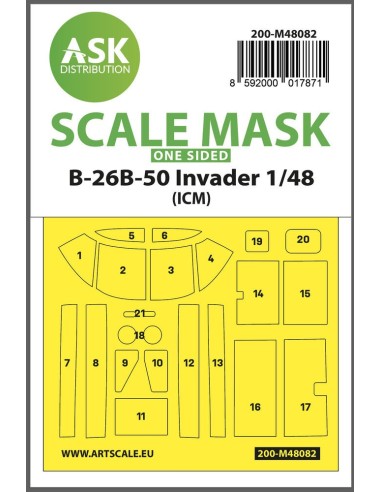 B-26B-50 Invader one-sided mask self-adhesive pre-cutted for ICM 