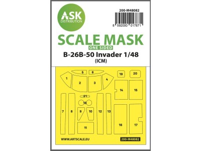 B-26B-50 Invader one-sided mask self-adhesive pre-cutted for ICM 
