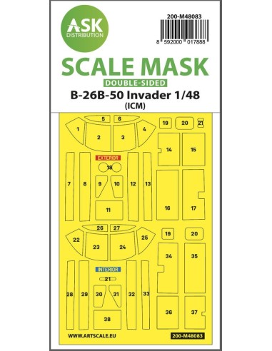 B-26B-50 Invader double-sided mask self-adhesive pre-cutted for ICM 