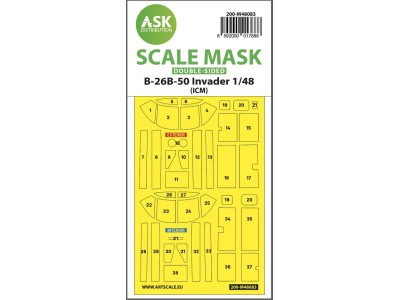 B-26B-50 Invader double-sided mask self-adhesive pre-cutted for ICM 