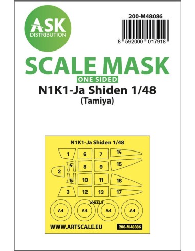 N1K1-Ja Shiden one-sided mask self-adhesive pre-cutted for Tamiya 