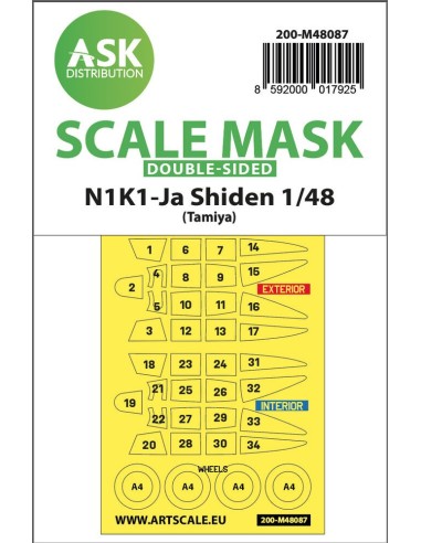 N1K1-Ja Shiden double-sided mask self-adhesive pre-cutted for Tamiya 