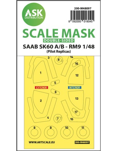 SAAB SK60 double-sided mask self-adhesive, pre-cutted for Pilot Replicas 