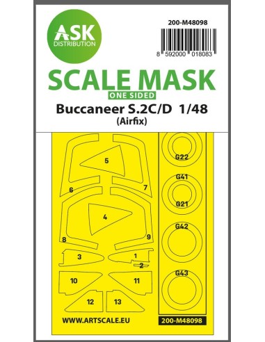 Buccaneer S.2C/D one-sided mask self-adhesive, pre-cutted for Airfix 