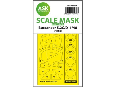 Buccaneer S.2C/D one-sided mask self-adhesive, pre-cutted for Airfix 