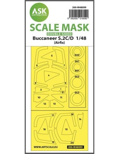 Buccaneer S.2C/D double-sided mask self-adhesive, pre-cutted for Airfix 