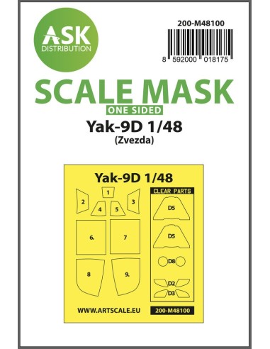 Yak-9D one-sided express mask, self-adhesive, pre-cutted for Zvezda 