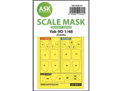 Yak-9D double-sided express mask, self-adhesive, pre-cutted for Zvezda 