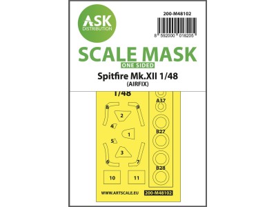 Spitfire Mk.XII one-sided mask self-adhesive, pre-cutted for Airfix 