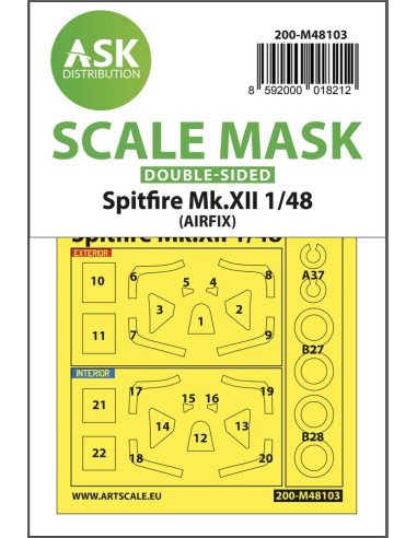 Spitfire Mk.XII double-sided mask self-adhesive, pre-cutted for Airfix 