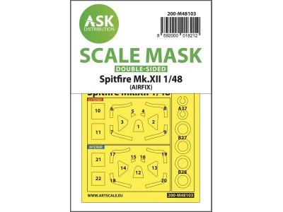 Spitfire Mk.XII double-sided mask self-adhesive, pre-cutted for Airfix 