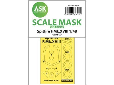 Spitfire F.Mk.XVIII one-sided mask self-adhesive, pre-cutted for Airfix 