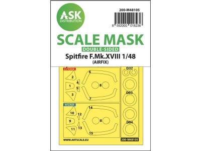 Spitfire F.Mk.XVIII double-sided mask self-adhesive, pre-cutted for Airfix 