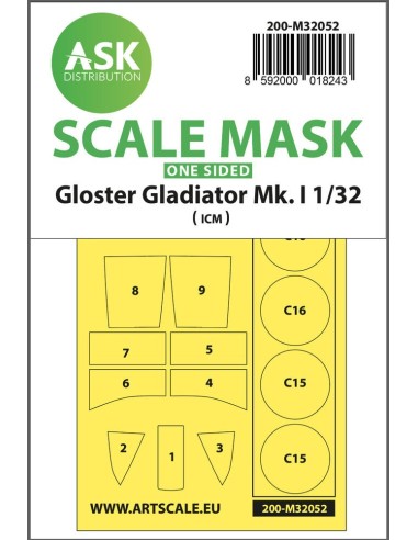 Gloster Gladiator Mk.I one-sided  painting mask for Revell / ICM 