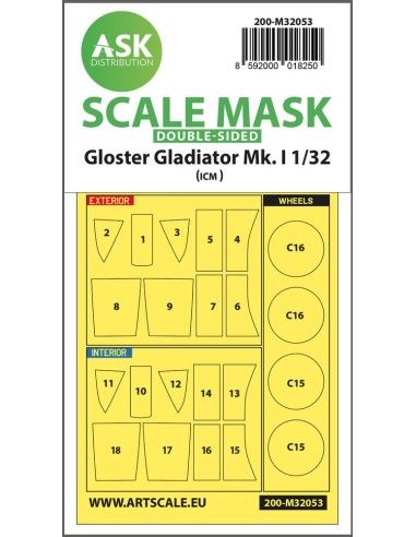 Gloster Gladiator Mk.I double-sided  painting mask for Revell / ICM 