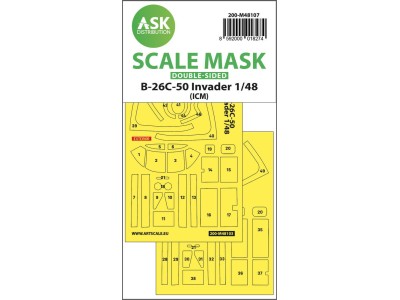 B-26C-50 Invader double-sided mask self-adhesive pre-cutted for ICM 