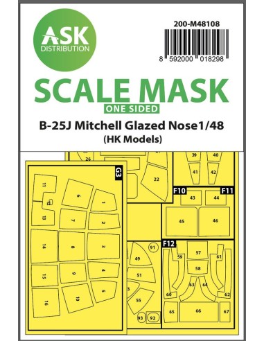 B-25J Mitchell one-sided mask self-adhesive pre-cutted for HK Models 