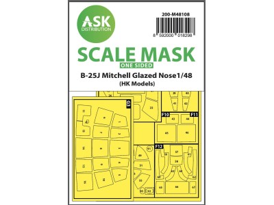 B-25J Mitchell one-sided mask self-adhesive pre-cutted for HK Models 