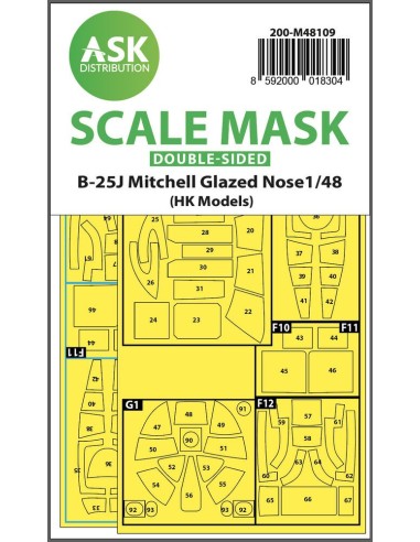 B-25J Mitchell double-sided mask self-adhesive pre-cutted for HK Models 