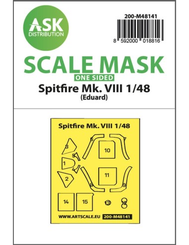 Spitfire Mk.VIII one-sided express fit mask for Eduard 