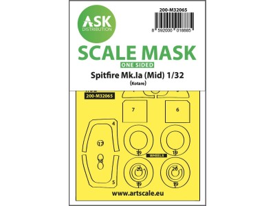 Spitfire Mk.Ia (mid) one-sided express fit and self adhesive mask for Kotare 