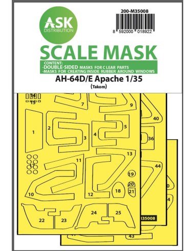 AH-64D/E double-sided mask with inside white rubber mask for Takom 