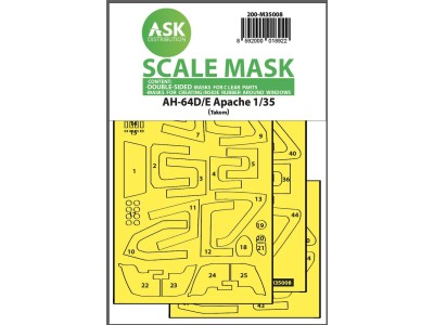 AH-64D/E double-sided mask with inside white rubber mask for Takom 