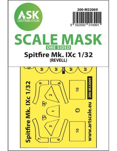 Spitfire Mk.IXc one-sided fit mask for Revell 