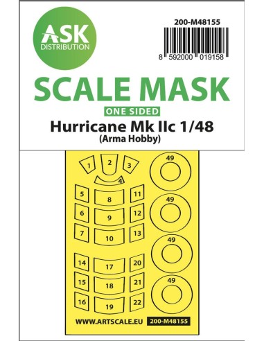 Hawker Hurricane Mk.II one-sided express mask for Arma Hobby 