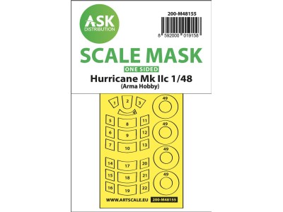 Hawker Hurricane Mk.II one-sided express mask for Arma Hobby 