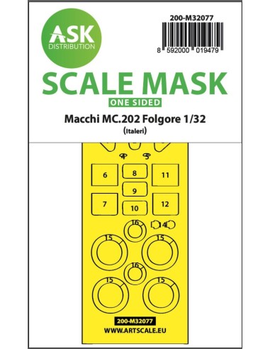 Macchi MC.202 Folgore one-sided express fit mask for Italeri 