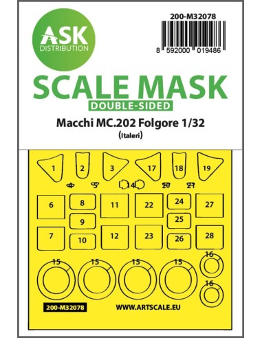 Macchi MC.202 Folgore double-sided express fit mask for Italeri 