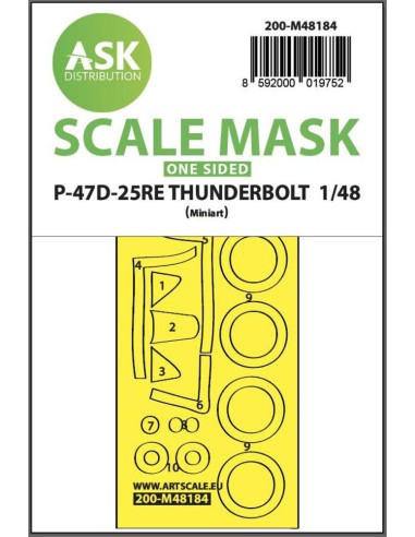 P-47D-25RE Thunderbolt  one-sided express fit mask for Miniart 