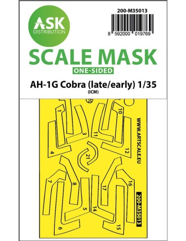 AH-1G Cobra (early/late) one-sided express fit painting mask for ICM 