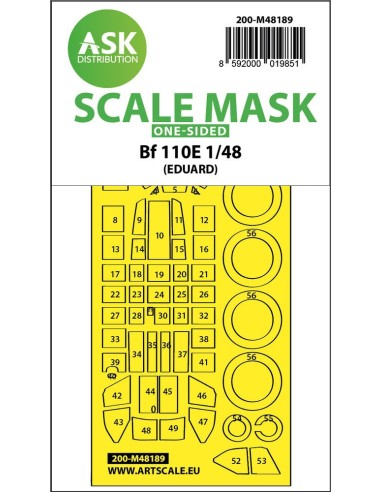 Messerschmitt Bf 110E one-sided express fit mask for Eduard 