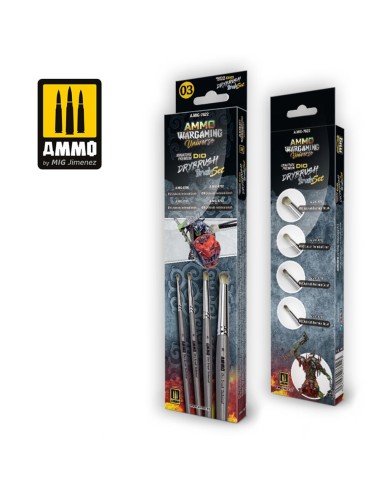 AMMO WARGAMING UNIVERSE - Miniature Premium DIO DRYBRUSH Brush Set 