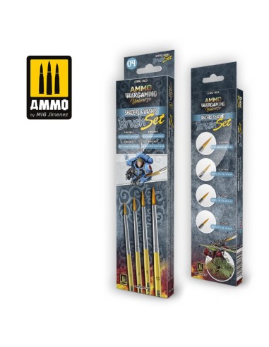AMMO WARGAMING UNIVERSE - Shaders & Washes Brush Set 