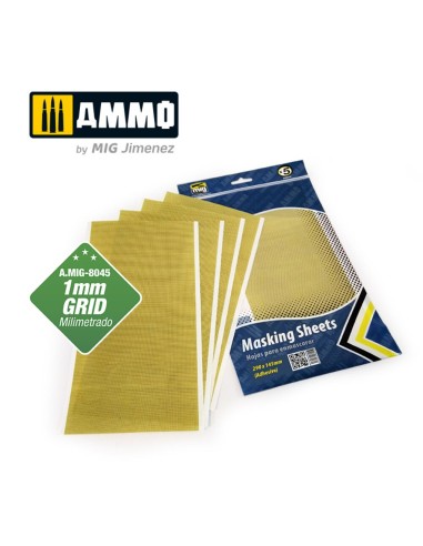 Masking Sheets 1mm Grid (x5 sheets, 290mm x 145mm, adhesive) 