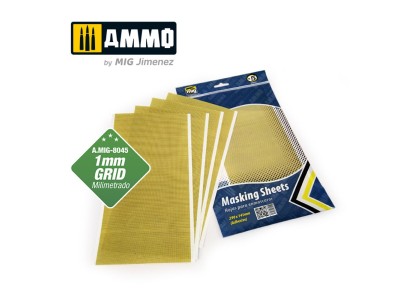 Masking Sheets 1mm Grid (x5 sheets, 290mm x 145mm, adhesive) 