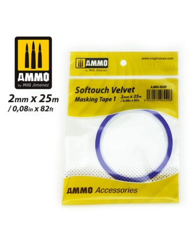 Softouch Velvet Masking Tape 1 (2mm x 25M)  